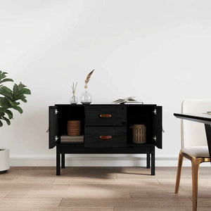 Schwarzes Kiefer Sideboard 110cm