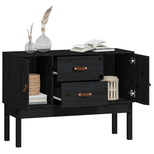 Schwarzes Kiefer Sideboard 110cm