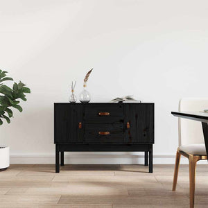 Schwarzes Kiefer Sideboard 110cm