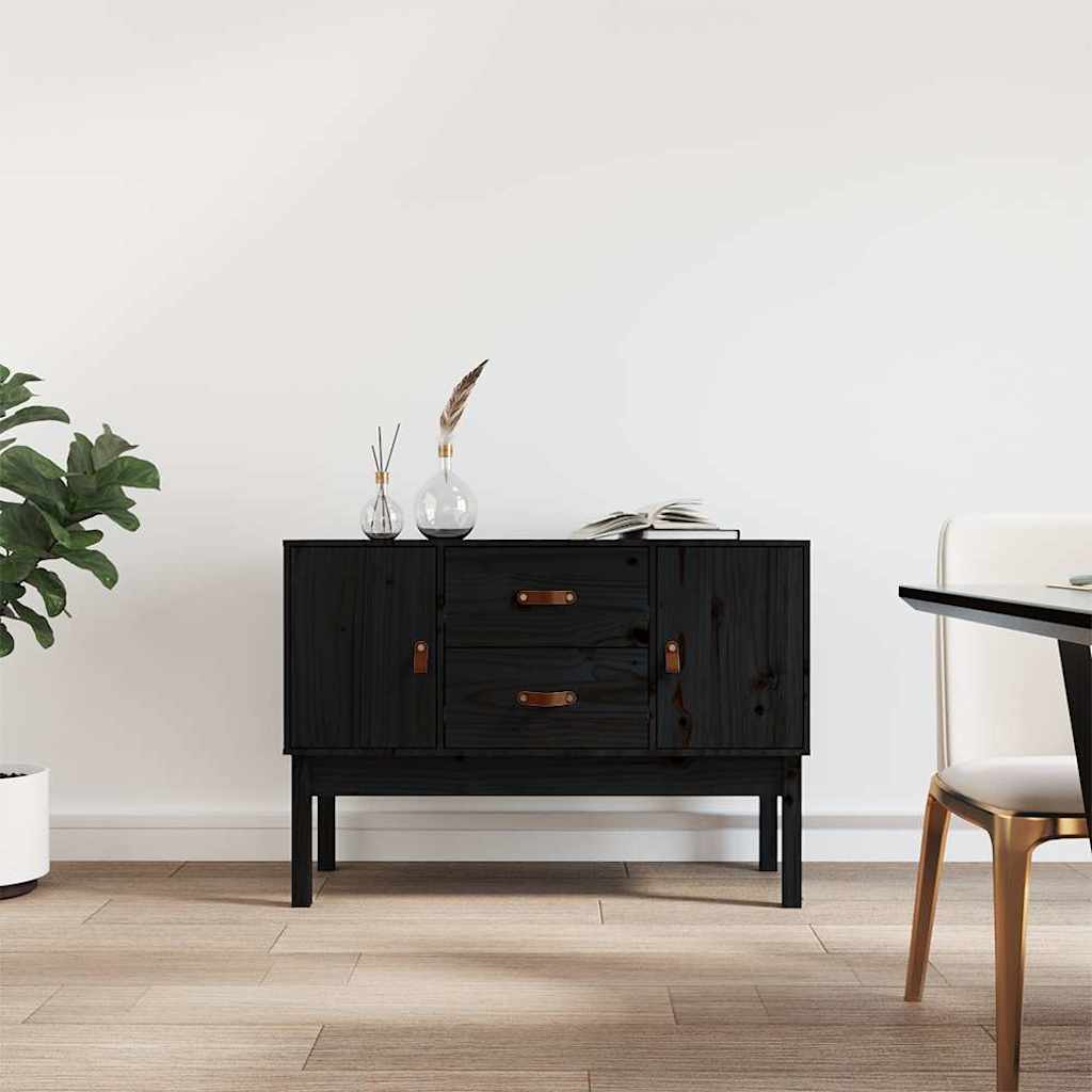 Schwarzes Kiefer Sideboard 110cm