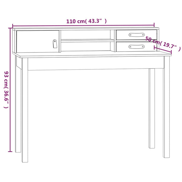 Schreibtisch Weiß Kiefer Massivholz 110cm