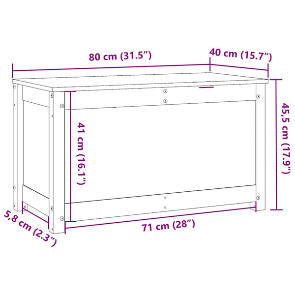 Massivholz Kiefer Truhe 80x40x45,5 cm