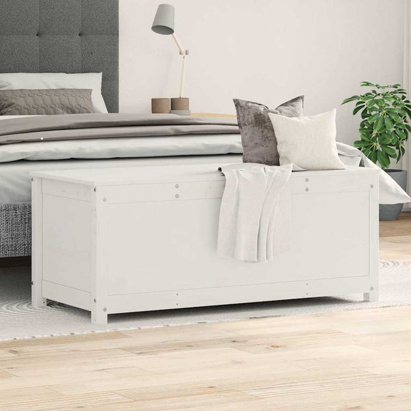 Weiße Kiefernholz Truhe 110 cm