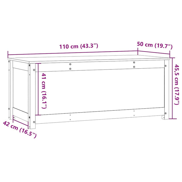 Weiße Kiefernholz Truhe 110 cm