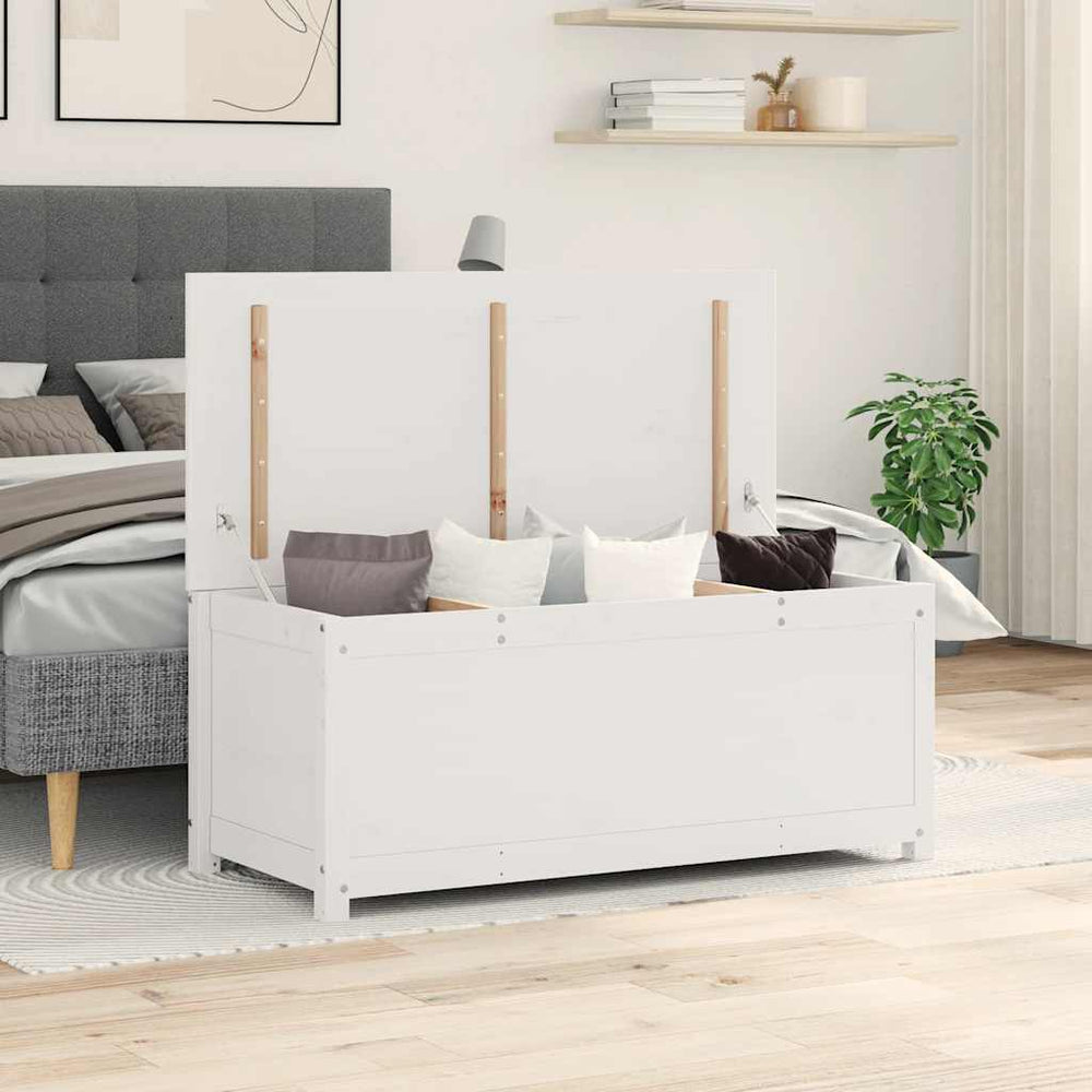 Weiße Kiefernholz Truhe 110 cm