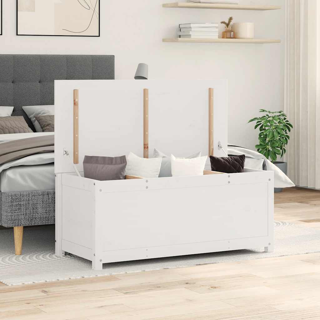 Weiße Kiefernholz Truhe 110 cm