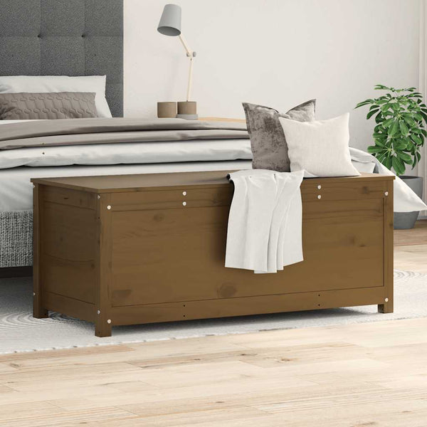 Honigbraune Kiefer Massivholz Truhe 110 cm