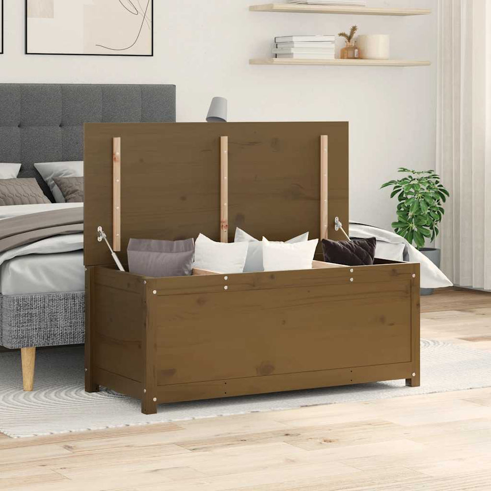 Honigbraune Kiefer Massivholz Truhe 110 cm