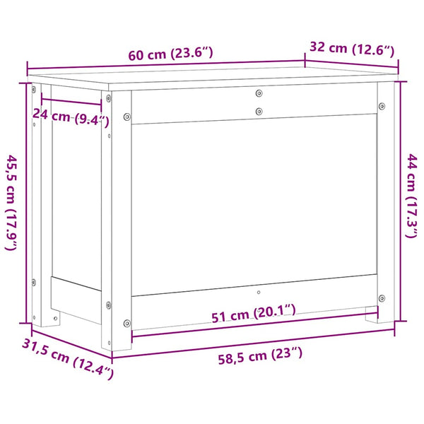 Massivholz Kiefer Truhe 60x32x45,5 cm