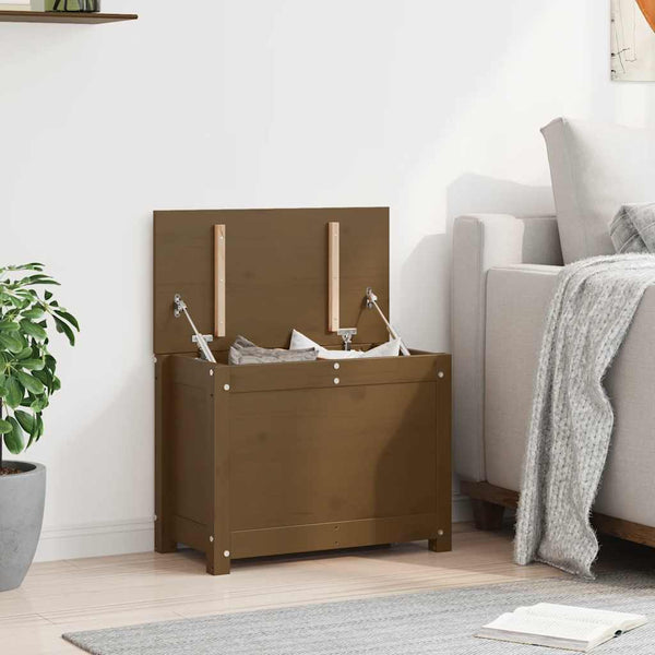 Truhe Honigbraun Kiefer Massivholz 60cm