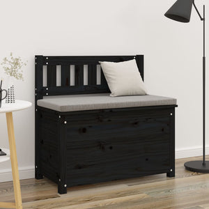 Schwarze Sitzbank 80cm Kiefer Massivholz