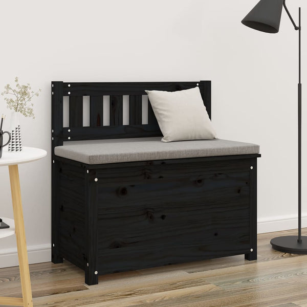 Schwarze Sitzbank 80cm Kiefer Massivholz