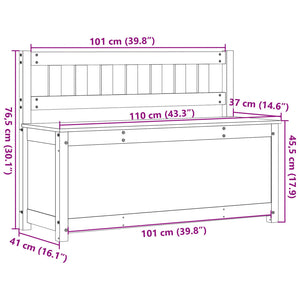 Weiße Sitzbank Kiefer Massivholz 110 cm