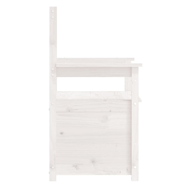 vidaXL Banc blanc 112,5x51,5x96,5 cm Bois de pin massif