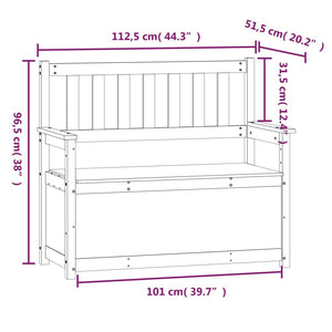 vidaXL Banc blanc 112,5x51,5x96,5 cm Bois de pin massif