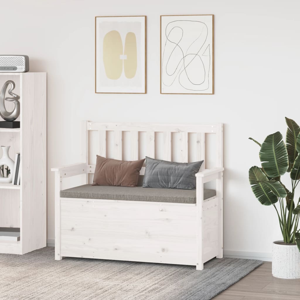 vidaXL Banc blanc 112,5x51,5x96,5 cm Bois de pin massif