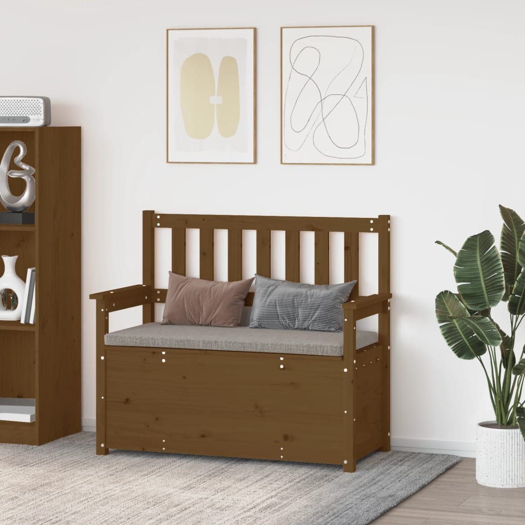 Honigbraune Sitzbank Kiefer Massivholz