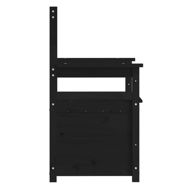 Schwarze Sitzbank Kiefer Massivholz 112,5 cm