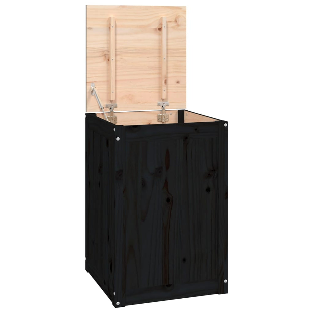 Schwarze Wäschetruhe Kiefer Massivholz 44x44x66cm