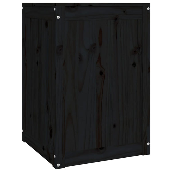 Schwarze Wäschetruhe Kiefer Massivholz 44x44x66cm