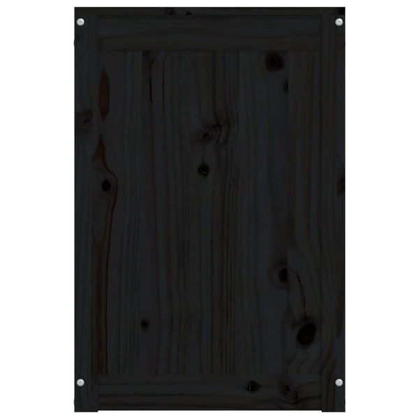 Schwarze Wäschetruhe Kiefer Massivholz 44x44x66cm