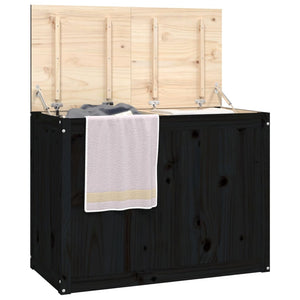 vidaXL Panier à linge noir 88,5x44x66 cm Bois de pin massif