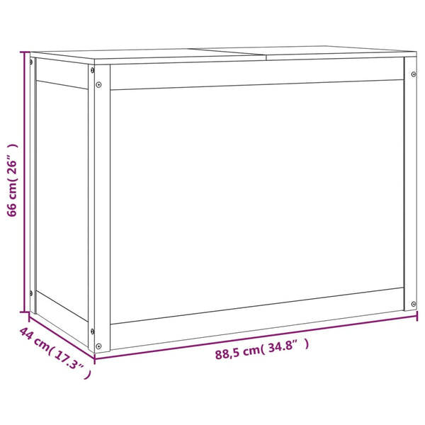 vidaXL Panier à linge noir 88,5x44x66 cm Bois de pin massif