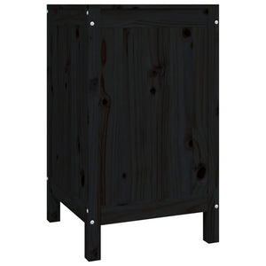 Schwarze Wäschetruhe Kiefer Massivholz 44x76 cm