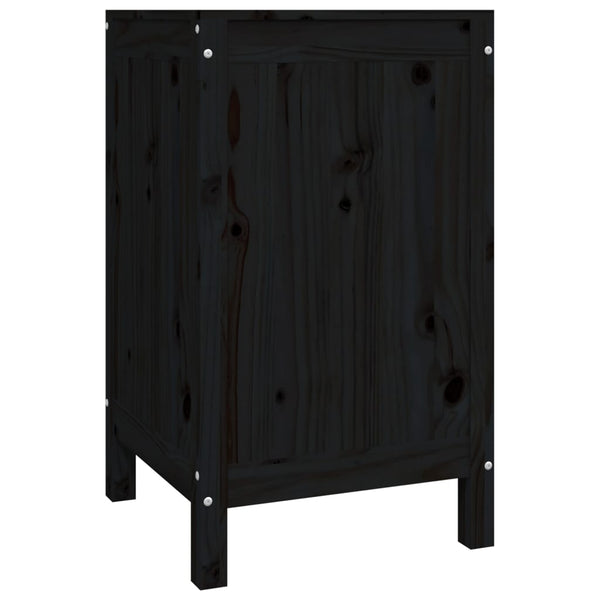 Schwarze Wäschetruhe Kiefer Massivholz 44x76 cm