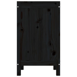 Schwarze Wäschetruhe Kiefer Massivholz 44x76 cm