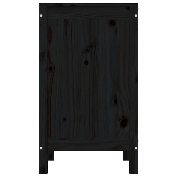 Schwarze Wäschetruhe Kiefer Massivholz 44x76 cm