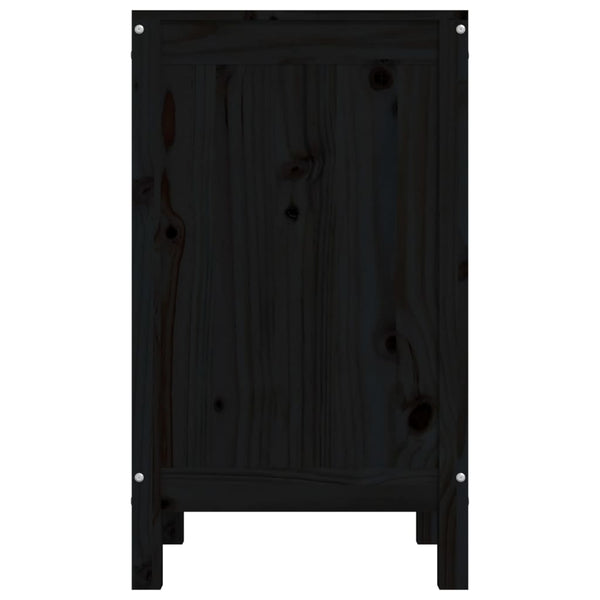 Schwarze Wäschetruhe Kiefer Massivholz 44x76 cm