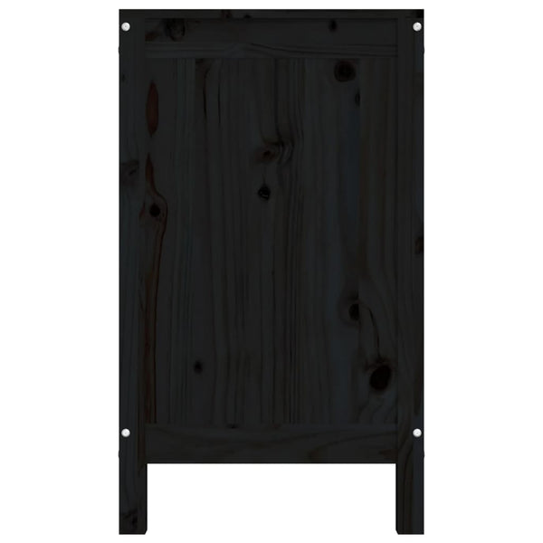 Schwarze Wäschetruhe Kiefer Massivholz 88,5 cm