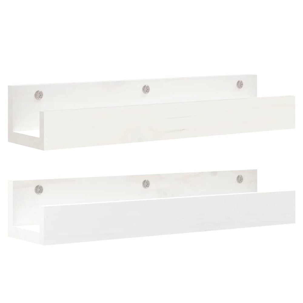 Weiße Wandregale, 2er Set, 50 cm Kiefernholz