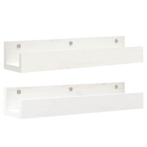 Weiße Wandregale, 2er Set, 50 cm Kiefernholz