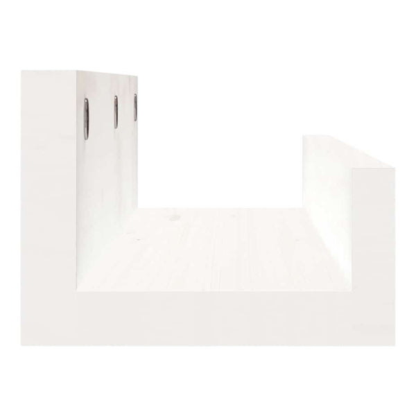 Weiße Wandregale, 2er Set, 50 cm Kiefernholz