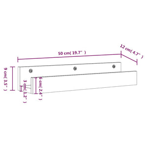 Weiße Wandregale, 2er Set, 50 cm Kiefernholz