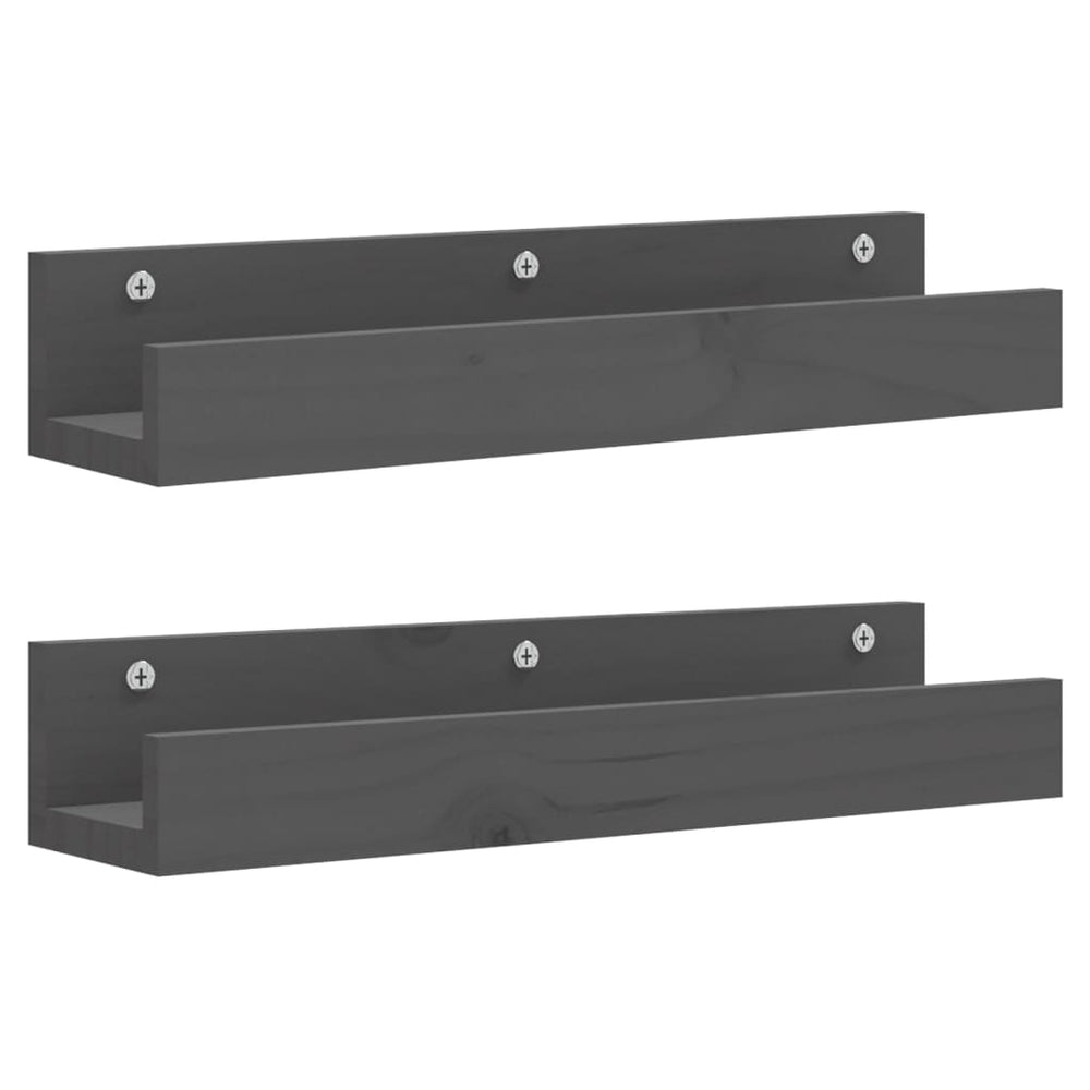 Graue Wandregale 2er Set Kiefernholz 50cm