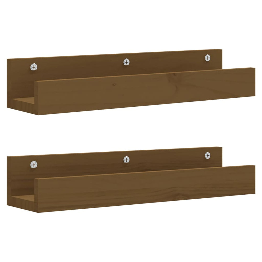 Wandregale 2er Set Honigbraun Kiefer 50 cm