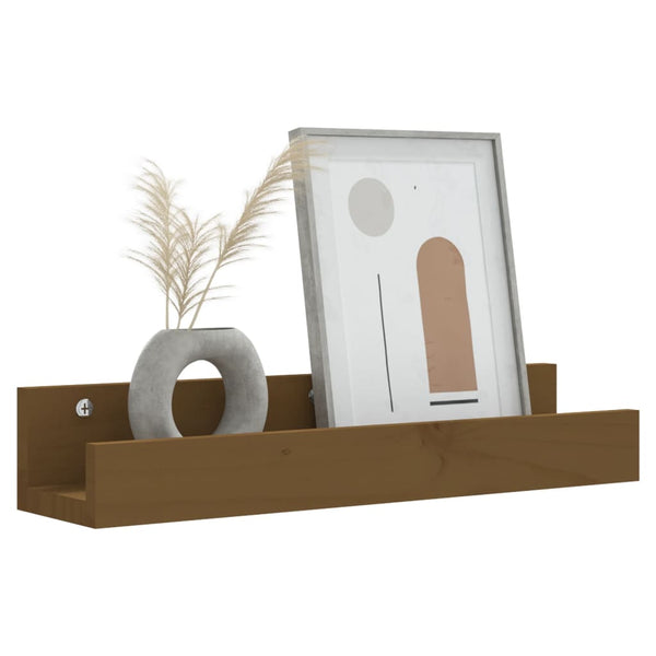 vidaXL Étagères murales 2 pcs Marron miel 50x12x9 cm Bois de pin massif