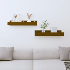 vidaXL Étagères murales 2 pcs Marron miel 50x12x9 cm Bois de pin massif