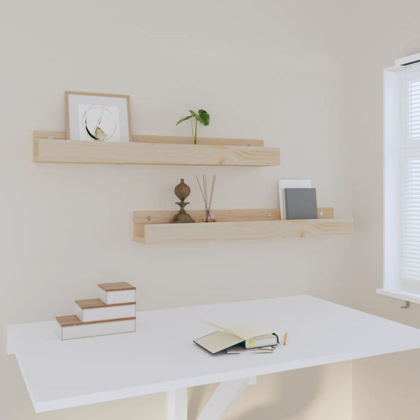 Wandregale 80x12x9 cm Kiefer Massivholz 2er Set