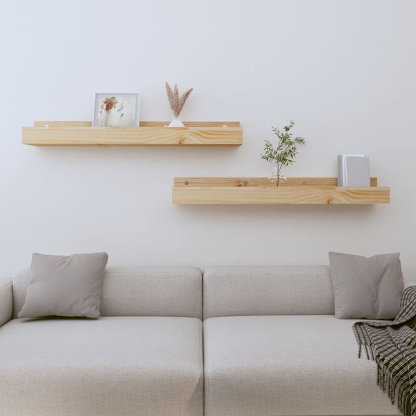 Wandregale 80x12x9 cm Kiefer Massivholz 2er Set