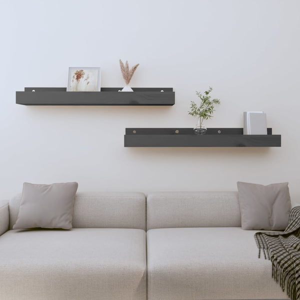 Graue Wandregale 80 cm, 2er Set