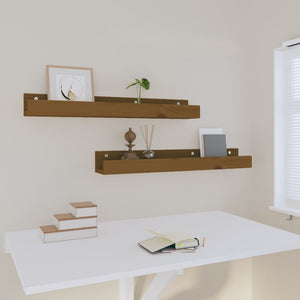 Wandregale 2er Set Honigbraun Kiefer 80cm