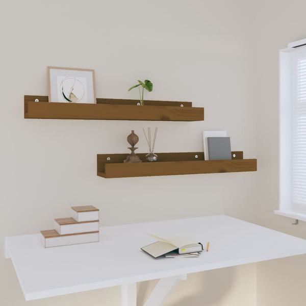 Wandregale 2er Set Honigbraun Kiefer 80cm