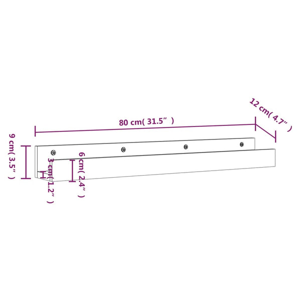 Wandregale 2er Set Honigbraun Kiefer 80cm