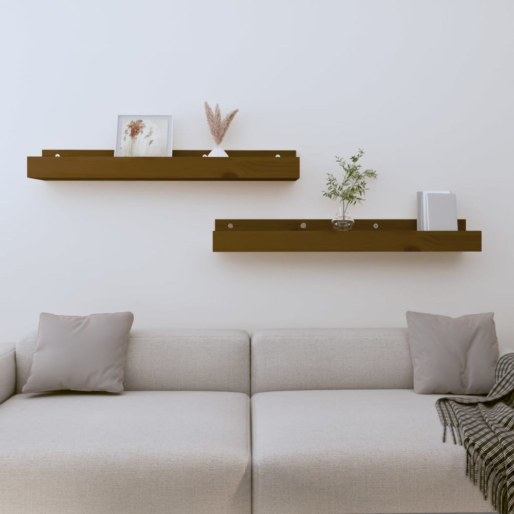 Wandregale 2er Set Honigbraun Kiefer 80cm