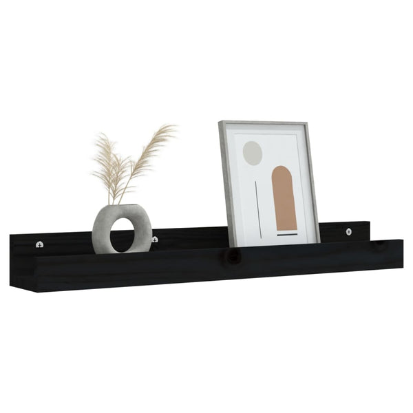 Wandregale 2er Set Schwarz 80cm Kiefernholz