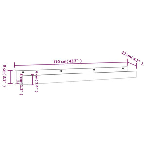 Wandregale 2er Set Kiefer Massivholz 110cm